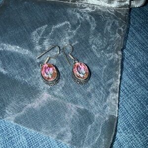 Elegant Pink Dangle Earrings sterling silver